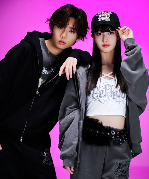A'GEM9（エージェムナイン）の「A'GEM/9 × .kom 『A'GEM/9/エージェムナイン』 Ed Hardy エンジェルZIPパーカー②（パーカー・メンズ・グレー/ブラック・FREE）」の3枚目の写真