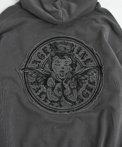 A'GEM9（エージェムナイン）の「A'GEM/9 × .kom 『A'GEM/9/エージェムナイン』 Ed Hardy エンジェルZIPパーカー②（パーカー・メンズ・グレー/ブラック・FREE）」の12枚目の写真
