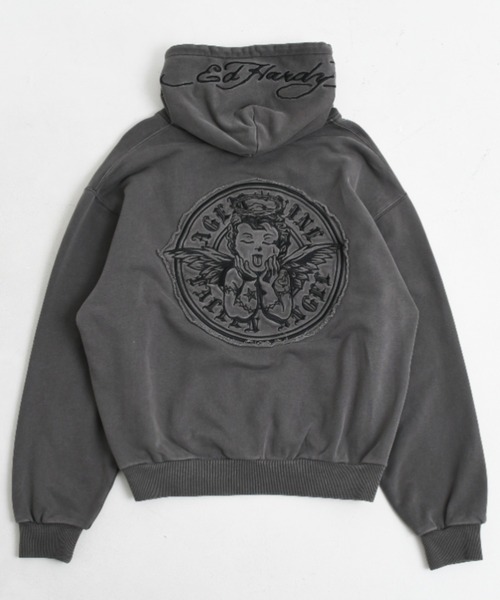 A'GEM9（エージェムナイン）の「A'GEM/9 × .kom 『A'GEM/9/エージェムナイン』 Ed Hardy エンジェルZIPパーカー②（パーカー・メンズ・グレー/ブラック・FREE）」の11枚目の写真