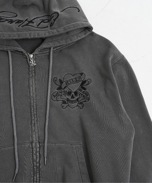 A'GEM9（エージェムナイン）の「A'GEM/9 × .kom 『A'GEM/9/エージェムナイン』 Ed Hardy エンジェルZIPパーカー②（パーカー・メンズ・グレー/ブラック・FREE）」の13枚目の写真