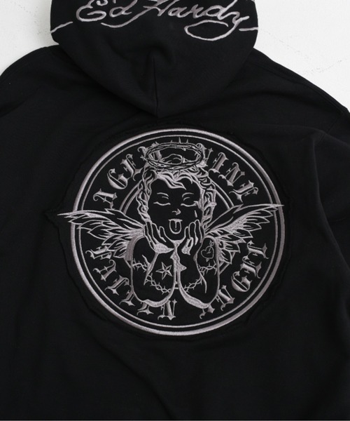 A'GEM9（エージェムナイン）の「A'GEM/9 × .kom 『A'GEM/9/エージェムナイン』 Ed Hardy エンジェルZIPパーカー②（パーカー・メンズ・グレー/ブラック・FREE）」の18枚目の写真