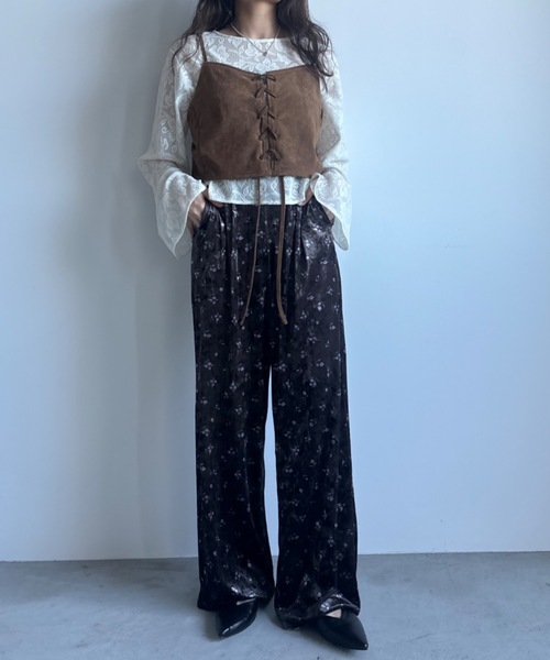 小花柄プリントベロアイージーパンツ（その他パンツ）｜Unitage