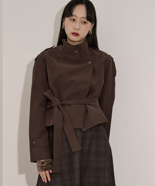 Ezick（エジック）の「mulchway jacket トレンチショートジャケット（トレンチコート・レディース・ブラック/グレー/ブラウン/カーキ・FREE）」の3枚目の写真