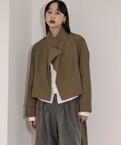 Ezick（エジック）の「mulchway jacket トレンチショートジャケット（トレンチコート・レディース・ブラック/グレー/ブラウン/カーキ・FREE）」の12枚目の写真