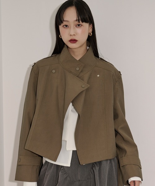 Ezick（エジック）の「mulchway jacket トレンチショートジャケット（トレンチコート・レディース・ブラック/グレー/ブラウン/カーキ・FREE）」の14枚目の写真