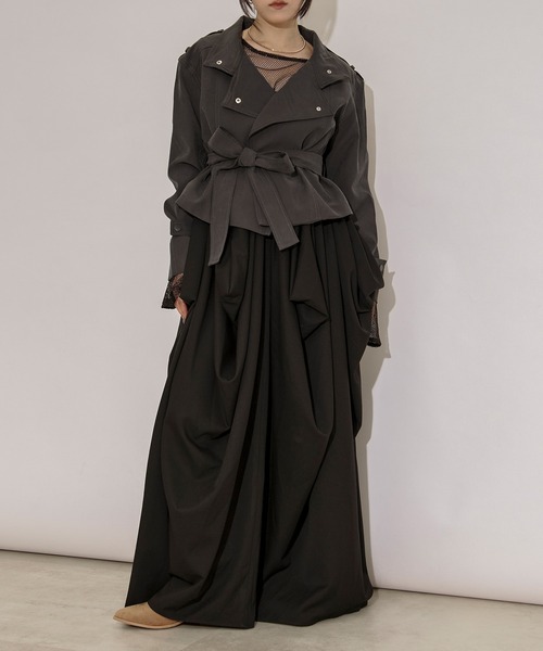 Ezick（エジック）の「mulchway jacket トレンチショートジャケット（トレンチコート・レディース・ブラック/グレー/ブラウン/カーキ・FREE）」の19枚目の写真