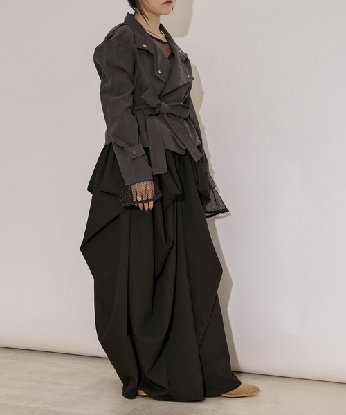 Ezick（エジック）の「mulchway jacket トレンチショートジャケット（トレンチコート・レディース・ブラック/グレー/ブラウン/カーキ・FREE）」の18枚目の写真