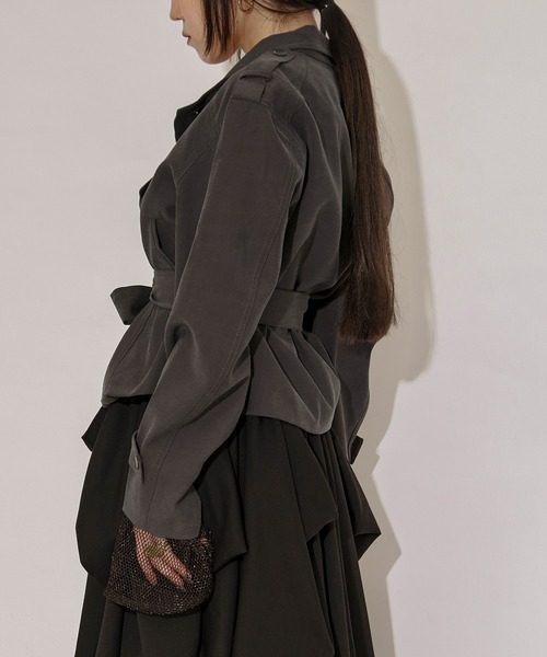 Ezick（エジック）の「mulchway jacket トレンチショートジャケット（トレンチコート・レディース・ブラック/グレー/ブラウン/カーキ・FREE）」の22枚目の写真