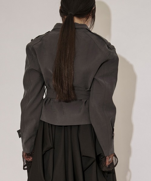 Ezick（エジック）の「mulchway jacket トレンチショートジャケット（トレンチコート・レディース・ブラック/グレー/ブラウン/カーキ・FREE）」の21枚目の写真