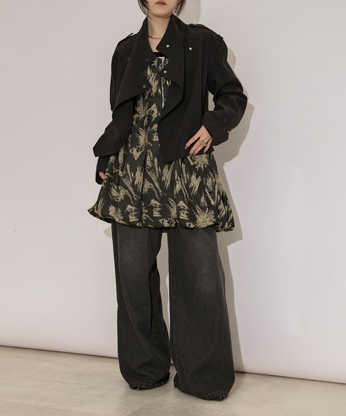 Ezick（エジック）の「mulchway jacket トレンチショートジャケット（トレンチコート・レディース・ブラック/グレー/ブラウン/カーキ・FREE）」の5枚目の写真