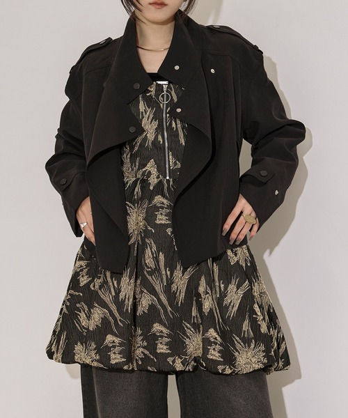 Ezick（エジック）の「mulchway jacket トレンチショートジャケット（トレンチコート・レディース・ブラック/グレー/ブラウン/カーキ・FREE）」の10枚目の写真