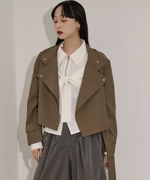 Ezick（エジック）の「mulchway jacket トレンチショートジャケット（トレンチコート・レディース・ブラック/グレー/ブラウン/カーキ・FREE）」の15枚目の写真