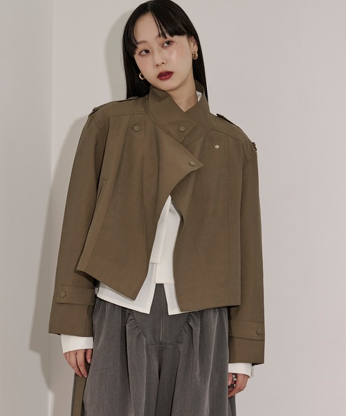 Ezick（エジック）の「mulchway jacket トレンチショートジャケット（トレンチコート・レディース・ブラック/グレー/ブラウン/カーキ・FREE）」の13枚目の写真