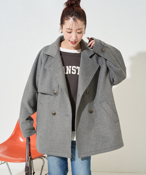 限定展開 ウール トレンチ ショート コート（トレンチコート