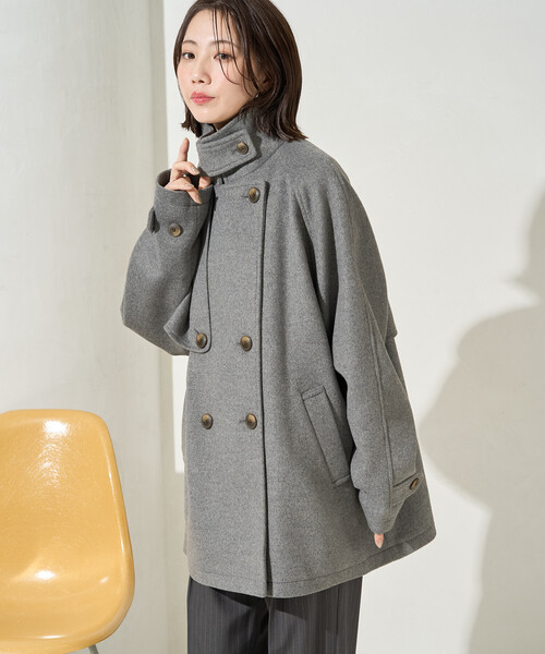 FREAK'S STORE（フリークスストア）の「限定展開　ウール トレンチ ショート コート（トレンチコート・レディース・グレー/ブラック/ベージュ/ネイビー・ﾌﾘ-）」の9枚目の写真