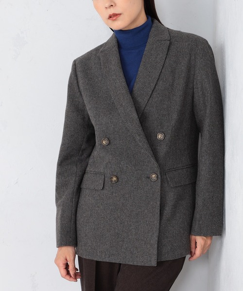 GALLORIA（ギャローリア）の「セットアップで着られる　ツイードダブルブレストジャケット（テーラードジャケット・レディース・グレー/ライトブラウン・S/M/L/LL）」の3枚目の写真