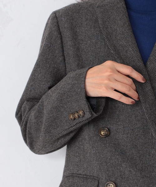 GALLORIA（ギャローリア）の「セットアップで着られる　ツイードダブルブレストジャケット（テーラードジャケット・レディース・グレー/ライトブラウン・S/M/L/LL）」の5枚目の写真