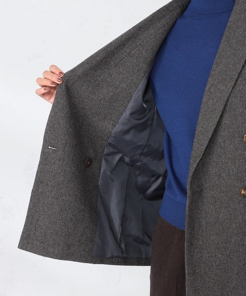 GALLORIA（ギャローリア）の「セットアップで着られる　ツイードダブルブレストジャケット（テーラードジャケット・レディース・グレー/ライトブラウン・S/M/L/LL）」の6枚目の写真