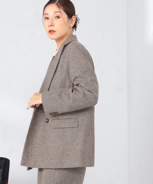 GALLORIA（ギャローリア）の「セットアップで着られる　ツイードダブルブレストジャケット（テーラードジャケット・レディース・グレー/ライトブラウン・S/M/L/LL）」の7枚目の写真