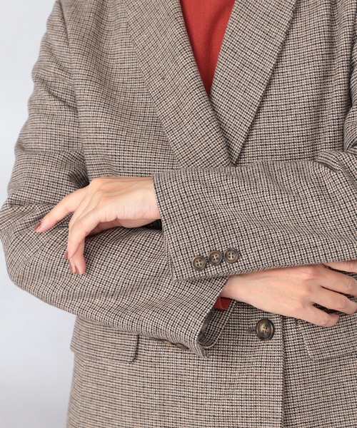 GALLORIA（ギャローリア）の「セットアップで着られる　ツイードダブルブレストジャケット（テーラードジャケット・レディース・グレー/ライトブラウン・S/M/L/LL）」の9枚目の写真
