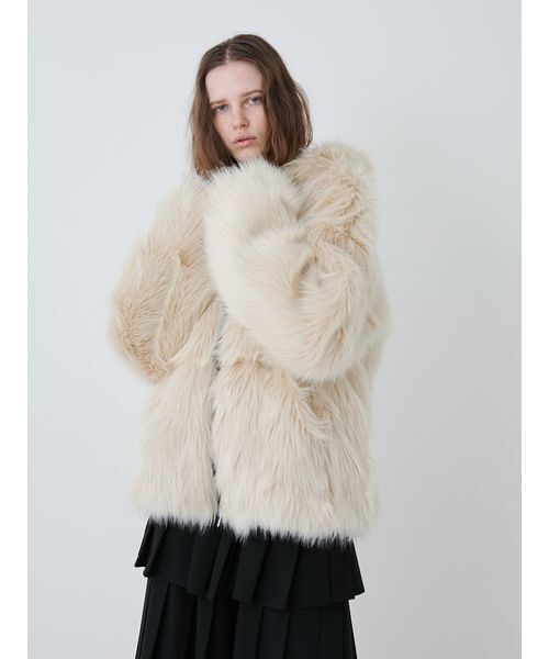 セール】Long Fur Hoodie Blouson/ロングファーフーディーブルゾン