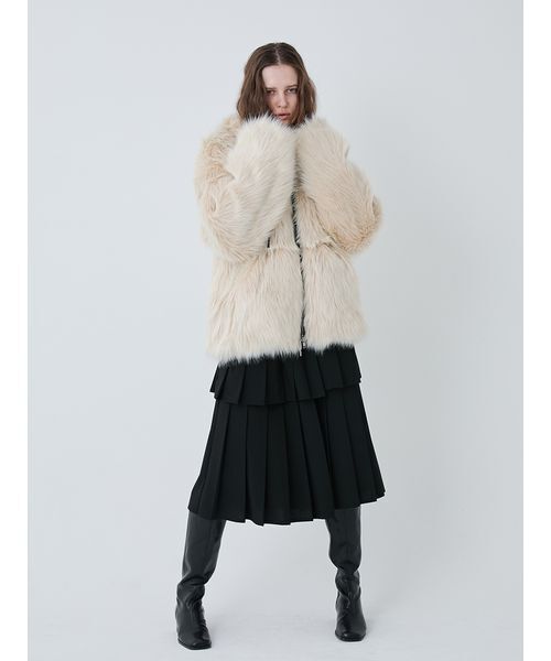 セール】Long Fur Hoodie Blouson/ロングファーフーディーブルゾン