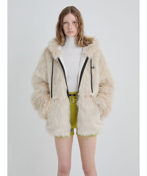 SORIN（ソリン　）の「Long Fur Hoodie Blouson/ロングファーフーディーブルゾン（その他アウター・レディース・ブラック/マルチ/オフホワイト・38）」の6枚目の写真