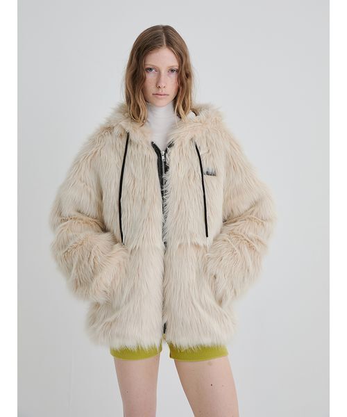 SORIN（ソリン　）の「Long Fur Hoodie Blouson/ロングファーフーディーブルゾン（その他アウター・レディース・ブラック/マルチ/オフホワイト・38）」の8枚目の写真