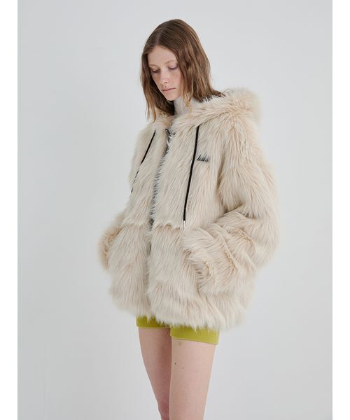 SORIN（ソリン　）の「Long Fur Hoodie Blouson/ロングファーフーディーブルゾン（その他アウター・レディース・ブラック/マルチ/オフホワイト・38）」の9枚目の写真