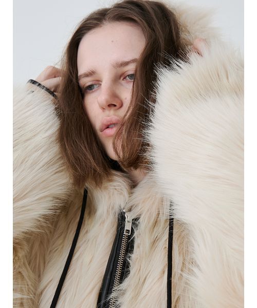 SORIN（ソリン　）の「Long Fur Hoodie Blouson/ロングファーフーディーブルゾン（その他アウター・レディース・ブラック/マルチ/オフホワイト・38）」の11枚目の写真