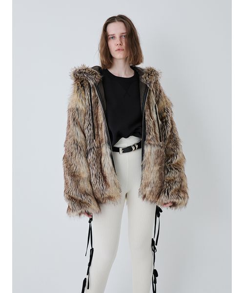 SORIN（ソリン　）の「Long Fur Hoodie Blouson/ロングファーフーディーブルゾン（その他アウター・レディース・ブラック/マルチ/オフホワイト・38）」の17枚目の写真