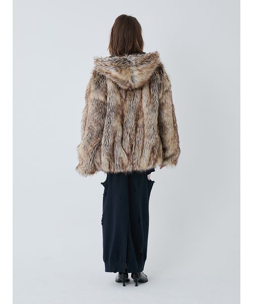 セール】Long Fur Hoodie Blouson/ロングファーフーディーブルゾン