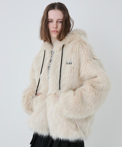 セール】Long Fur Hoodie Blouson/ロングファーフーディーブルゾン