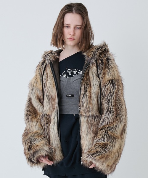 SORIN（ソリン　）の「Long Fur Hoodie Blouson/ロングファーフーディーブルゾン（その他アウター・レディース・ブラック/マルチ/オフホワイト・38）」の3枚目の写真