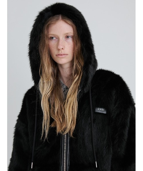 SORIN（ソリン　）の「Long Fur Hoodie Blouson/ロングファーフーディーブルゾン（その他アウター・レディース・ブラック/マルチ/オフホワイト・38）」の4枚目の写真