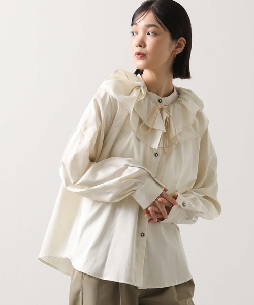 Gready Brilliant（グレディブリリアン）の「マルチフリルカラーブラウス（シャツ/ブラウス・レディース・オフホワイト/ブルー・FREE）」の10枚目の写真