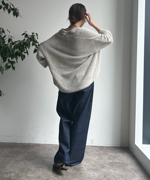 DouDou（ドゥドゥ）の「フェザーヤーンカーディガン（カーディガン/ボレロ・レディース・ブラウン/ライトグレー/モカ・FREE）」の11枚目の写真