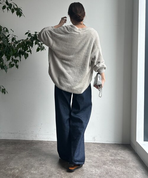 DouDou（ドゥドゥ）の「フェザーヤーンカーディガン（カーディガン/ボレロ・レディース・ブラウン/ライトグレー/モカ・FREE）」の4枚目の写真