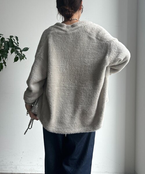 DouDou（ドゥドゥ）の「フェザーヤーンカーディガン（カーディガン/ボレロ・レディース・ブラウン/ライトグレー/モカ・FREE）」の8枚目の写真