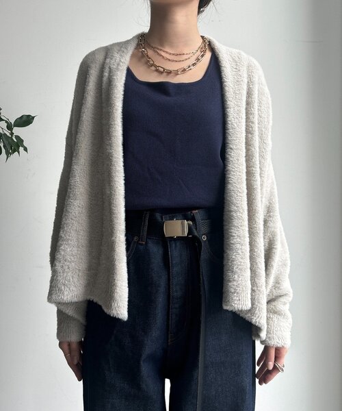 DouDou（ドゥドゥ）の「フェザーヤーンカーディガン（カーディガン/ボレロ・レディース・ブラウン/ライトグレー/モカ・FREE）」の9枚目の写真