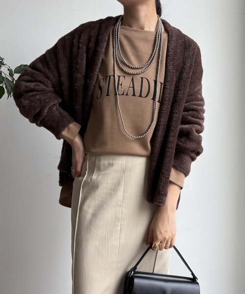 DouDou（ドゥドゥ）の「フェザーヤーンカーディガン（カーディガン/ボレロ・レディース・ブラウン/ライトグレー/モカ・FREE）」の22枚目の写真