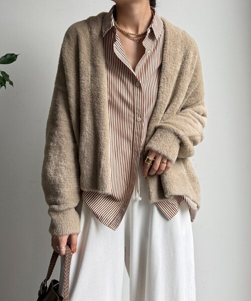 DouDou（ドゥドゥ）の「フェザーヤーンカーディガン（カーディガン/ボレロ・レディース・ブラウン/ライトグレー/モカ・FREE）」の20枚目の写真