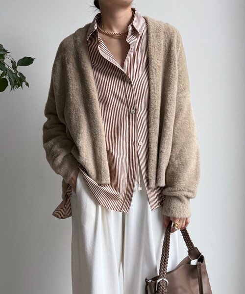 DouDou（ドゥドゥ）の「フェザーヤーンカーディガン（カーディガン/ボレロ・レディース・ブラウン/ライトグレー/モカ・FREE）」の21枚目の写真