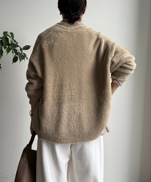 DouDou（ドゥドゥ）の「フェザーヤーンカーディガン（カーディガン/ボレロ・レディース・ブラウン/ライトグレー/モカ・FREE）」の15枚目の写真