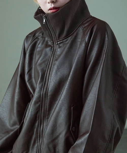 レザージャケット ビッグサイズ ラムスキン XXL ドロップショルダー レトロ lulum457-02.jpg