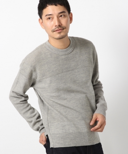 GLOBAL WORK(グローバルワーク)の「12ゲージストラクチャーMIXプルオーバー2/709288(ニット/セーター・メンズ・ホワイト/カーキ/グレー/ネイビー・SMALL/LARGE/X-LARGE/MEDIUM)」の2枚目の写真