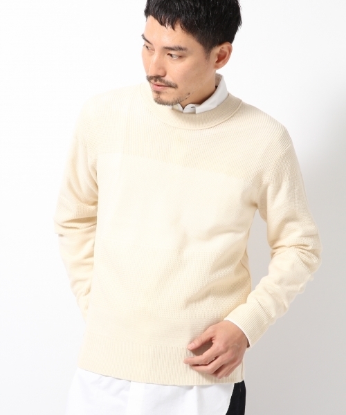 GLOBAL WORK(グローバルワーク)の「12ゲージストラクチャーMIXプルオーバー2/709288(ニット/セーター・メンズ・ホワイト/カーキ/グレー/ネイビー・SMALL/LARGE/X-LARGE/MEDIUM)」の1枚目の写真