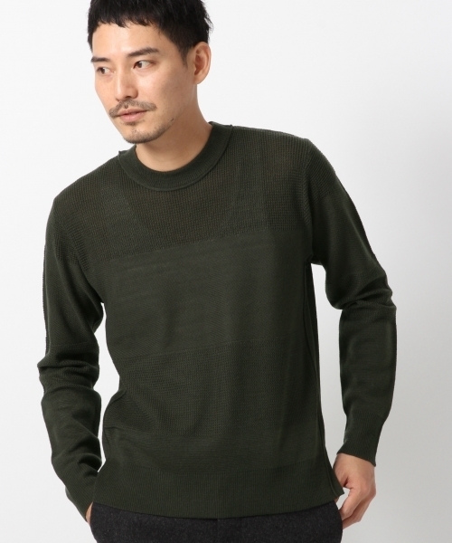 GLOBAL WORK(グローバルワーク)の「12ゲージストラクチャーMIXプルオーバー2/709288(ニット/セーター・メンズ・ホワイト/カーキ/グレー/ネイビー・SMALL/LARGE/X-LARGE/MEDIUM)」の3枚目の写真