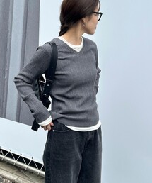 ちびVネックリブニットプルオーバー