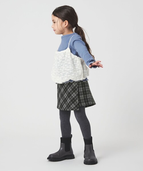 green label relaxing（グリーンレーベルリラクシング）の「チェック ラップキュロット（ブラック） / キッズ  100cm-160cm（その他パンツ・キッズ・ブラック・150cm/120cm/130cm/140cm/100cm/160cm/110cm）」の4枚目の写真